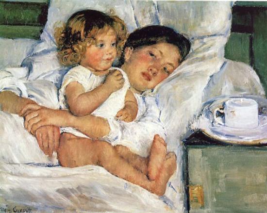 Mary Cassatt - Patit déjeuner au lit
