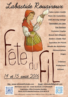 programme-2016-fête-du-fil-labastide-rouairoux-salon-loisirs-créatifs-tarn-patchwork-art-textile-exposition-musée-japon-art-postal-tentmakers-eva-gustems-puces-des-couturières-vide-dressing-automates